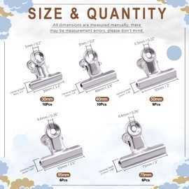Wokape Bulldog Clip Assortment Kit, 6/5 3/2 2 5/2 3 Inch Silver Stainless Steel File Money Binder Clips for Photos Home Office Kitchens 38 Pieces