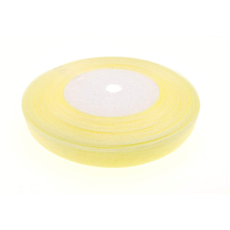 Dxeud Sheer Organza Ribbon (Light Yellow, 1/2" x 50 Yards)