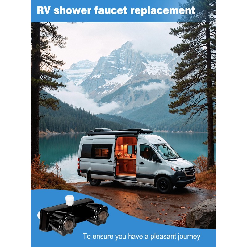 4" RV Shower Faucet, Dual-Handle Camper Faucet Mixing Valve Diverter