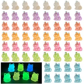 Sctmda Mini Resin Frog Figures, Pack of 56 Small Luminous Frog Mini Figures, Frogs, Mini Frogs, Luminous Tiny Resin Frogs, Miniature Frog Figures, Mini Resin Frogs for Landscape, 7 Colours