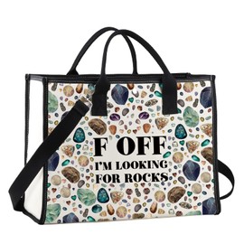 JNIAP Rock Collector Tote Bag Rock Lover Gift Geologist Gift F Off I'm Looking For Rocks Rock Hunter Shoulder Bag (F OFF Tote)