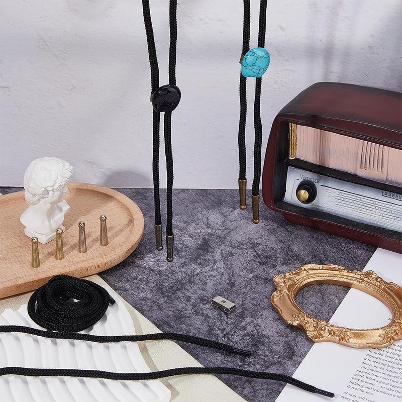 SUPERFINDINGS 12-Piece Bolo Ties Making Set Including 4 Strands Round