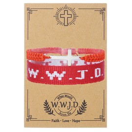 xuzhiyuan WWJD Beads Braided Bracelet Letter Matching Couples Protection Inspirational Religious Christian Gifts What Would Jesus Do Bracelets Friendship Bracelet Gift for Women Men-B Red