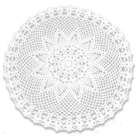 gracebuy White 22 Inch Round Handmade Cotton Crochet Lace Tablecloth