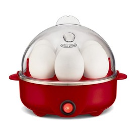 Easy Egg Cooker Electric 7-Egg Capacity, Soft, Medium, Hard-Boiled Egg Cooker with Auto Shut-Off, Measuring Cup Included, BPA Free, Retro Mint Electric Egg - Color: Red