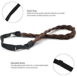 Rose bud Braided Headbands for Women Medium Brown Synthetic Hair Plaited Braids Elastic Stretch Hairpiece Hair Band Beauty Accessory