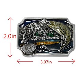 LKMY Vintage Style American Cowboy Fashion Western Belt Buckles For Men, Fish