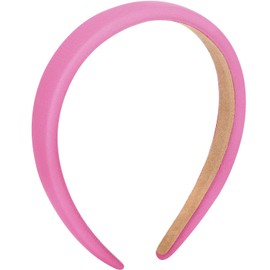 WantGor Padded Headband for Women, Wide Sponge HeadBands Plain Solid Hair Band Hoops Vintage Yoga Head Bands Fashion Elastic Hairband Accessories (Rose Red)