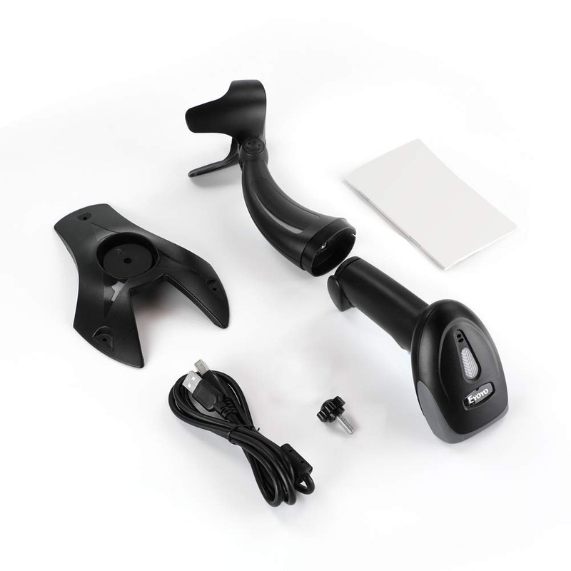 Eyoyo Wired 1D 2D Barcode Scanner with Gooseneck Stand Handsfree/USB