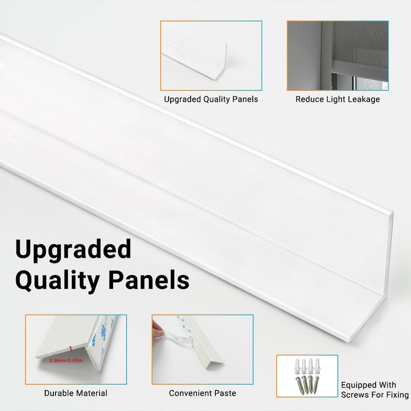 Blindify Light Blockers Blackout Side Tracks, PVC Blackout Side Strips