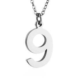 HZMAN Womens Stainless Steel Number 0-9 Charms Pendant Necklace 2 Colors Gold Silve, standard, Stainless Steel, No Gemstone