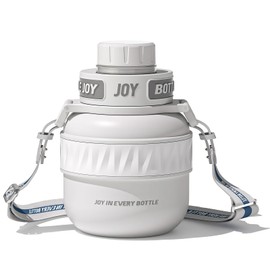 BOTTLE JOY Stainless-Steel Water Bottle: Kids Water Bottle, Leakproof Lid, Perfect Sip, Double Insulated, Eco-Friendly, Dishwasher Safe & Stylish Strap, Gifts for Kids (Panda, 16 oz)