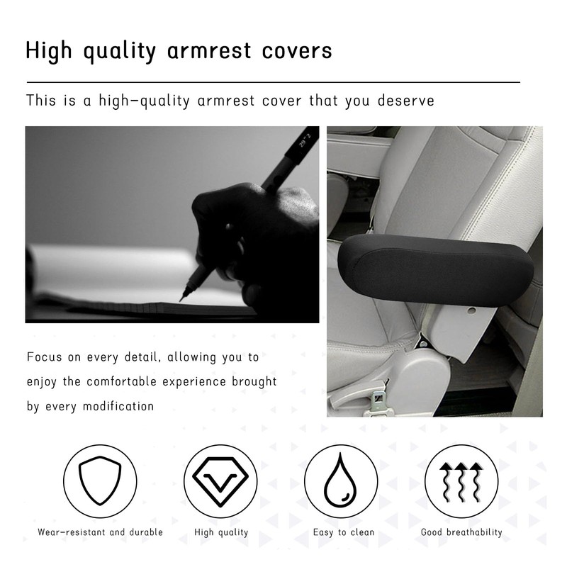 Augeny 2 PCS Car Front Seat Armrest Covers, Soft Elastic