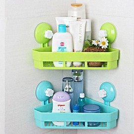 Colorful Suction Cup Corner Shelf for Bathroom, Kitchen, Multi-purpose Organizer Corner Shelf White