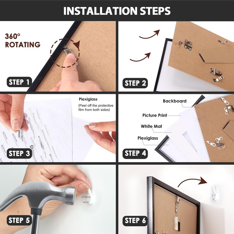 Fixwal 5x7 Picture Frame Set of 12 with Shatter Resistant