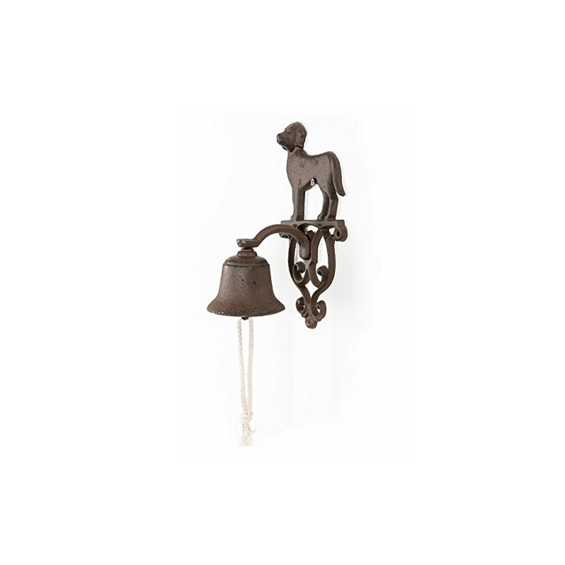 HOMESCAPES Cast Iron Doorbell with Dog Decoration and Wall Bracket