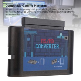 for Retron Mega Drive Converter, MS to MD Game Card Adapter Converter for Retron 5 3 2 for Mega Drive for (Black Transparent)