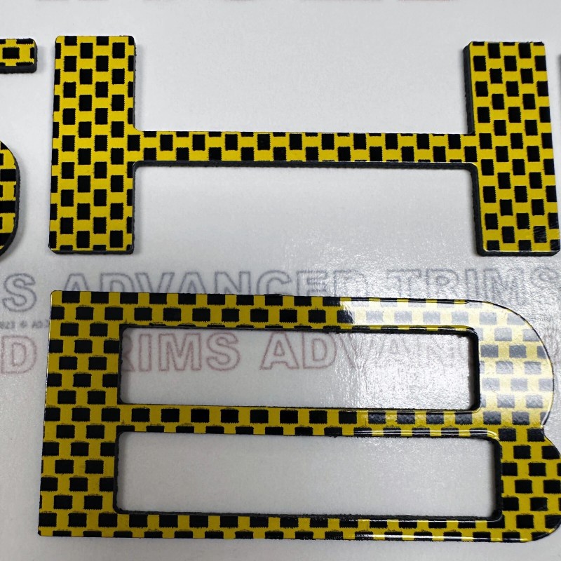 Advanced Trims SHELBY+GT500 SPOILER SPLITTER BUMPER YELLOW CARBON PLASTIC LETTERS