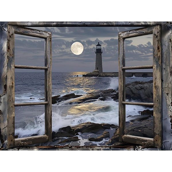 JXDXDJ Lighthouse Diamond Art Kits for Adults,Ocean Coast 5D Diamond