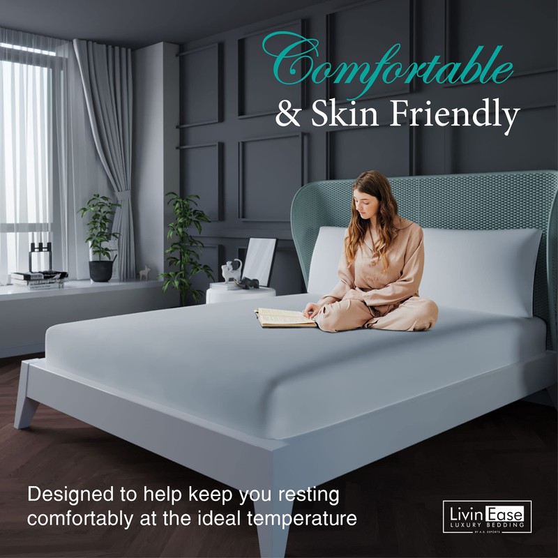 LivinEase Double Fitted Sheet -10inch(26cm) Deep Cotton Blend Fitted Sheets