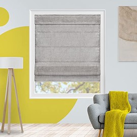 Room Darkening Roman Shades for Windows, Cordless Linen Fabric Window Blind Treatment, UV Blocking, Energy Efficient and Privacy Protection, 36 X 64 , Burton Denim by YELLOW BLINDS