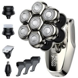 Vylto 7D Head Shavers for Bald Men, Upgrade 5 in 1 Waterproof Electric Razor Men's Grooming Kit, Detachable Wet/Dry Anti-Pinch Head Shavers for Bald Men, LED Display Type-C Charge Head Shavers