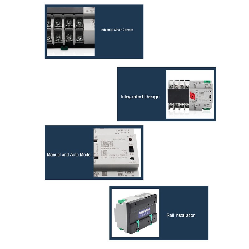 Dual Power Automatic Transfer Switch 4P Fast Switching PC AC