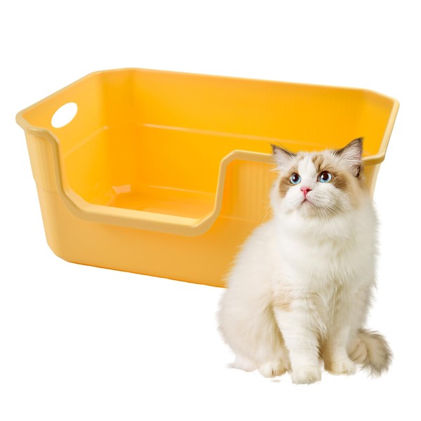 MUYG Large Low Entry Litter Box with High Sides,Plastic Cat