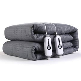 SUNNY HEAT Electric Mattress Pad Queen Size 60''×80'', 4 Heating Levels & 10 Hour Auto Shut Off, Elastic Deep Pocket, Warm and Soft Comfort Fabric, Machine Washable, Grey