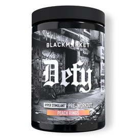 BLACKMARKET DEFY – High-Stimulant Pre-Workout Powder | 450mg Caffeine, Eria Jarensis, Dendrobium, L-Citrulline | Peach Rings Flavor | Intense Energy, Pump & Focus | 40/20 Servings