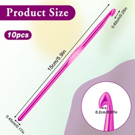 10Pcs 4.5mm Crochet Hook, US Size 7 Aluminum Knitting Needles Craft Yarn, Crochet Hook for DIY Craft, Gold Crochet Needles for Knitting Scarf(Rose Red)