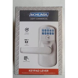 SCHLAGE Satin Chrome Plymouth Light Commercial Electronic Keypad Lock Elan Lever