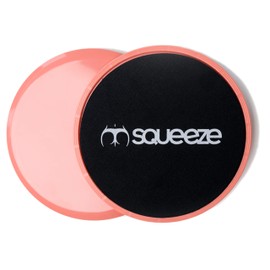 Squeeze Bands Core Sliders – 2 Dual Sided Exercise Gliding Discs With a Cute Carry Bag