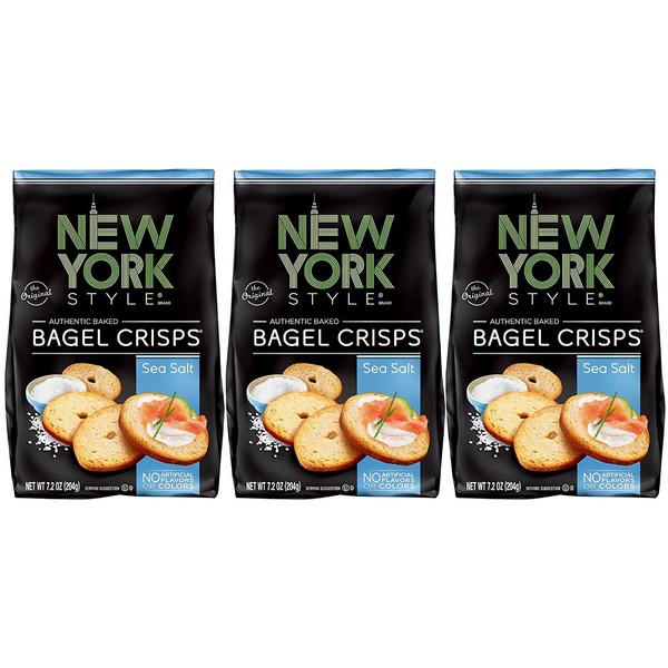 New York Style Bagel Crisps, Sea Salt, 7.2 Ounce (Pack of 3)