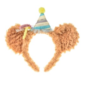 A Miaow Shellie Bear Cookie Dog Headband Chef Hat Bow Animal Headpiece Strawberry Flower Hairband Hair Accessory for Women (DF Birthday Hat)