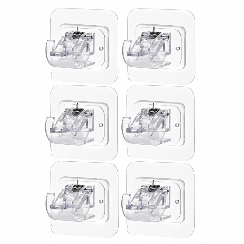6 Pack Self Adhesive Curtain Rod Holder Hooks for Wall