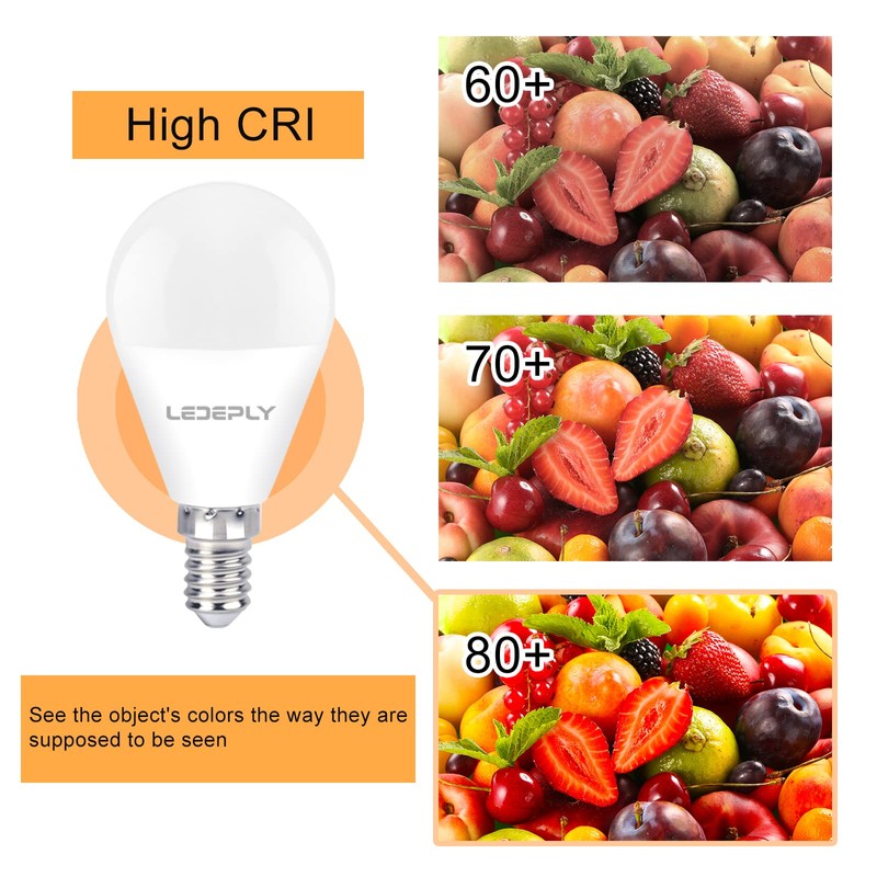 LEDEPLY A15 Ceiling Fan Light Bulbs, Dimmable, E12 Base LED