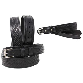 Affilare 37-38 Men's 1 1/2" Wide Basket Weave Leather Tooled Casual Jean Ranger Belt 26RAA90BK