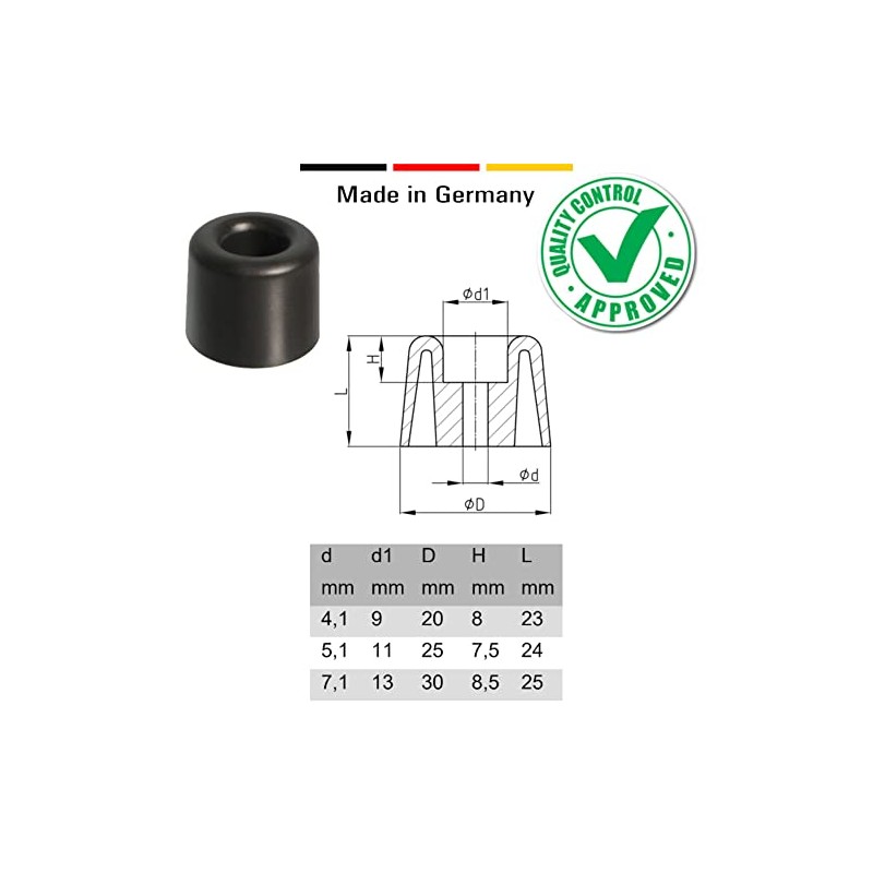 4 x door stopper, furniture buffer, conical plastic (diameter 30