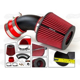 RTUNES RACING BLACK PIPE HEAT SHIELD COLD AIR Intake Airflow Inductions Kit + FILTER Compatible For 98-05 E46 3-Series