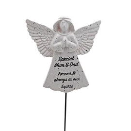 Widdle Gifts Memorial Graveside 19cm Angel on Stake with Thoughtful Wording for your Loved One (Special Mum and Dad)