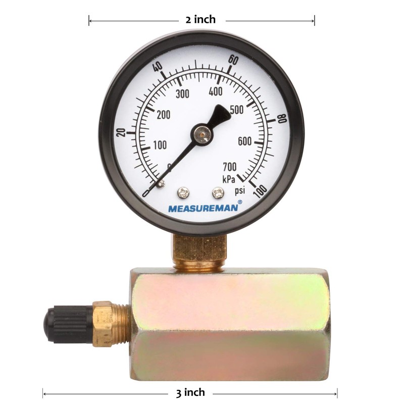 MEASUREMAN 2" Steel Gas Pressure Test Gauge Assembly, 3/4" FNPT