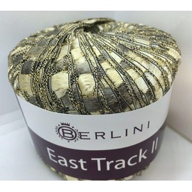 Berlini East Track II Metallic Accent Ladder Ribbon Yarn 50 Gram 98 Yards #119 Spanish Treasure with Gold Sparkle