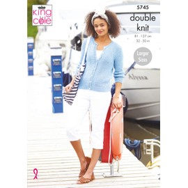King Cole Ladies Double Knit Knitting Pattern Womens Cardigan & Short Sleeve Top (5745), Multicolor, 32'' - 50''