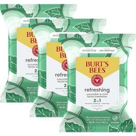 Burts Bees Facial Cleansing Towelettes for Normal to Dry Skin, Cucumber and Sage - 90 Count