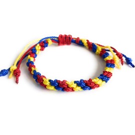 SIFRIMANIA Colombia Venezuela Flag Unisex Waterproof Bracelet Fan Patriotic Tricolor Bangle (Yellow-Blue-Red)