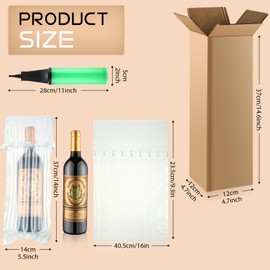 Tenceur 10 Sets Wine Shipping Box,Wine Bottle Travel Protector Bags,Inflatable Wine Bags for Travel Air Column Wine Shipping Sleeves and Corrugated Wine Box Reusable Pump for Wine Transportation