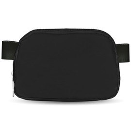 Waist Bag Zipper Fanny Pack Solid Color Cross Body Belt Bag for Women Man, Water Proof Waist Packs with Adjustable Strap-Black
