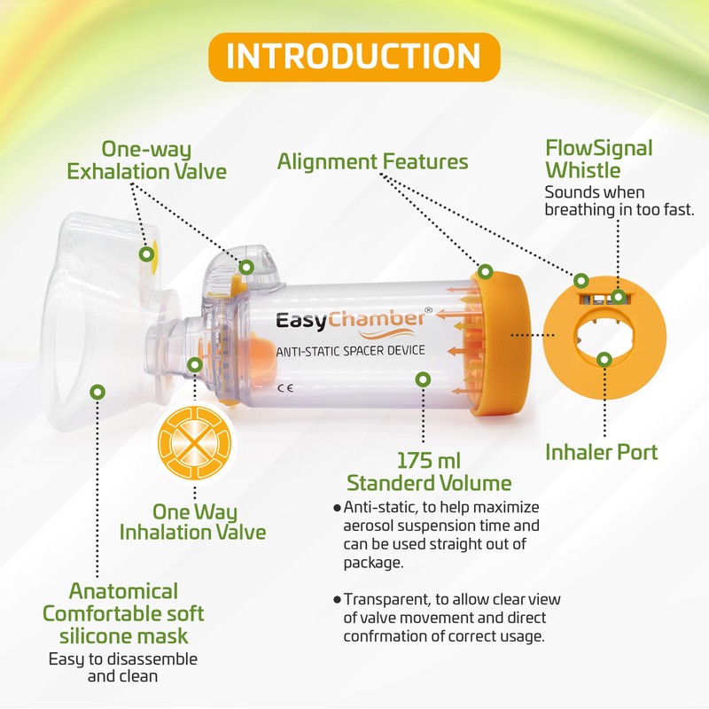 EasyChamber Anti-Static Spacer Device with Child Mask, Inhaler Chamber, use