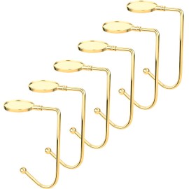 Komotu Christmas Stocking Holder for Mantle - 6 Pack Non-Slip Stocking Mantel Holders Hooks Hanger for Christmas Xmas Fireplace and Party Decoration (Gold)